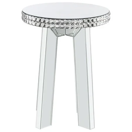 Mirrored Glam End Table with Faux Crystals